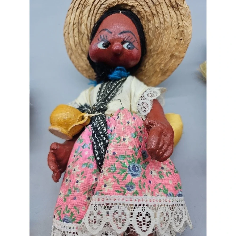 Vintage Mexican Folk Art Oil Cloth Peasant 10